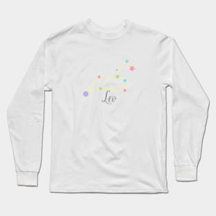 Leo Zodiac Constellation in Rainbow Pastels Long Sleeve T-Shirt